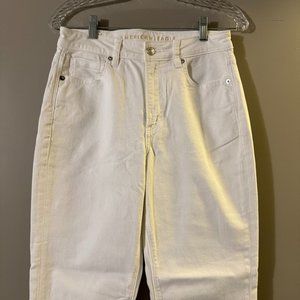 High Waisted Straight Leg White Jeans